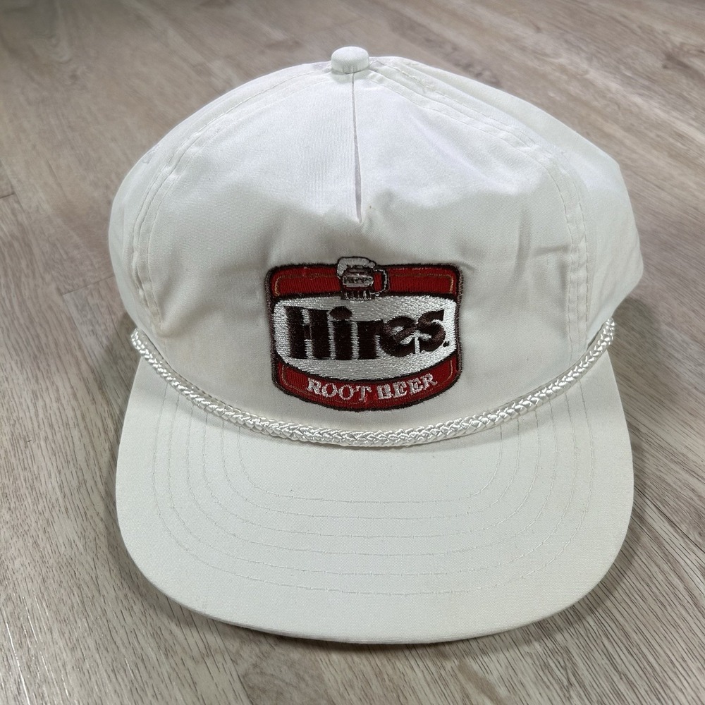 VTG 80s 90s Hires‎ Root Beer Snapback Hat Soda Designer Award White Rope Cap